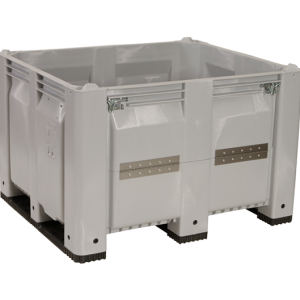 48 x 40 x 46 Gray Solid Bin with Drop Door on Long Side-Runner on Short Side