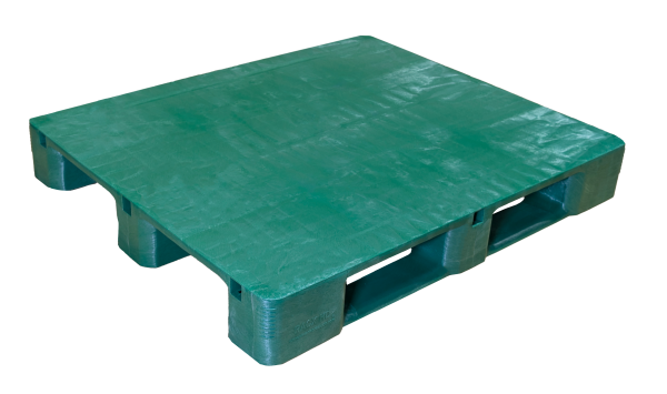 48 x 40 Solid Deck Green Pallet with 3 runners